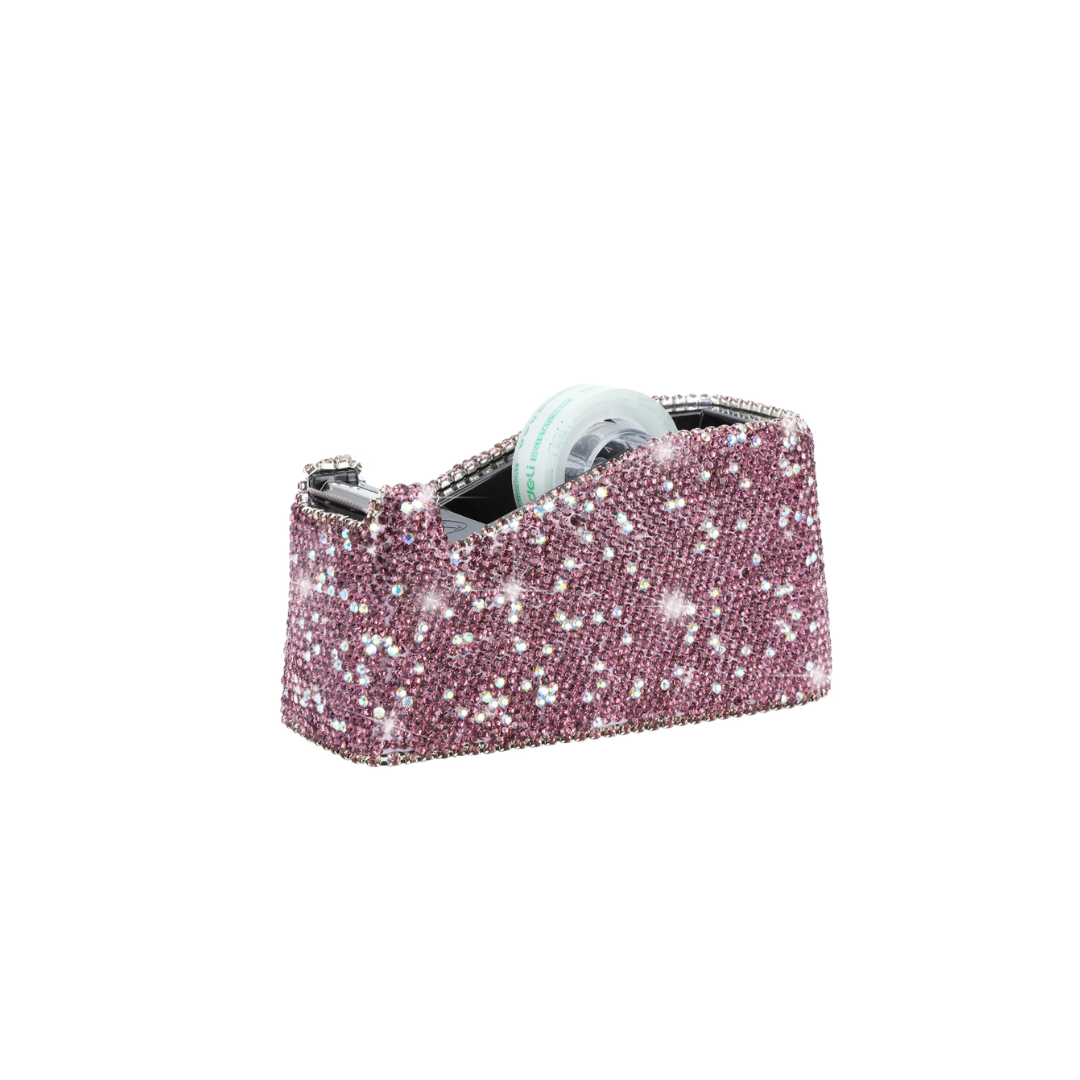 Luxe Roze Tape Houder met Steentjes