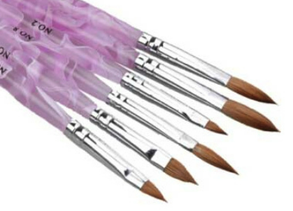 Paarse acryl nail art penselen - set 6pcs.