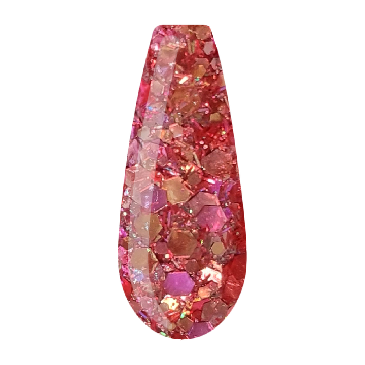 chameleon glitter dots pink acrylic powder voorbeeld tip. Acrylic color powders voor het zetten van acrylnagels.