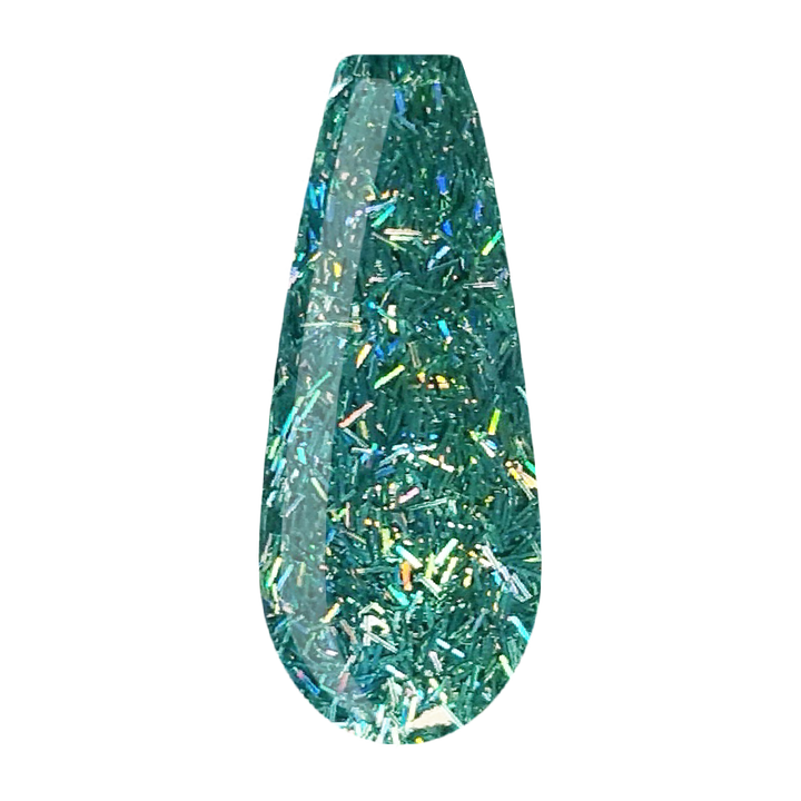 holographic flitters blue acrylic powder voorbeeld tip. Acrylic color powders voor het zetten van acrylnagels.