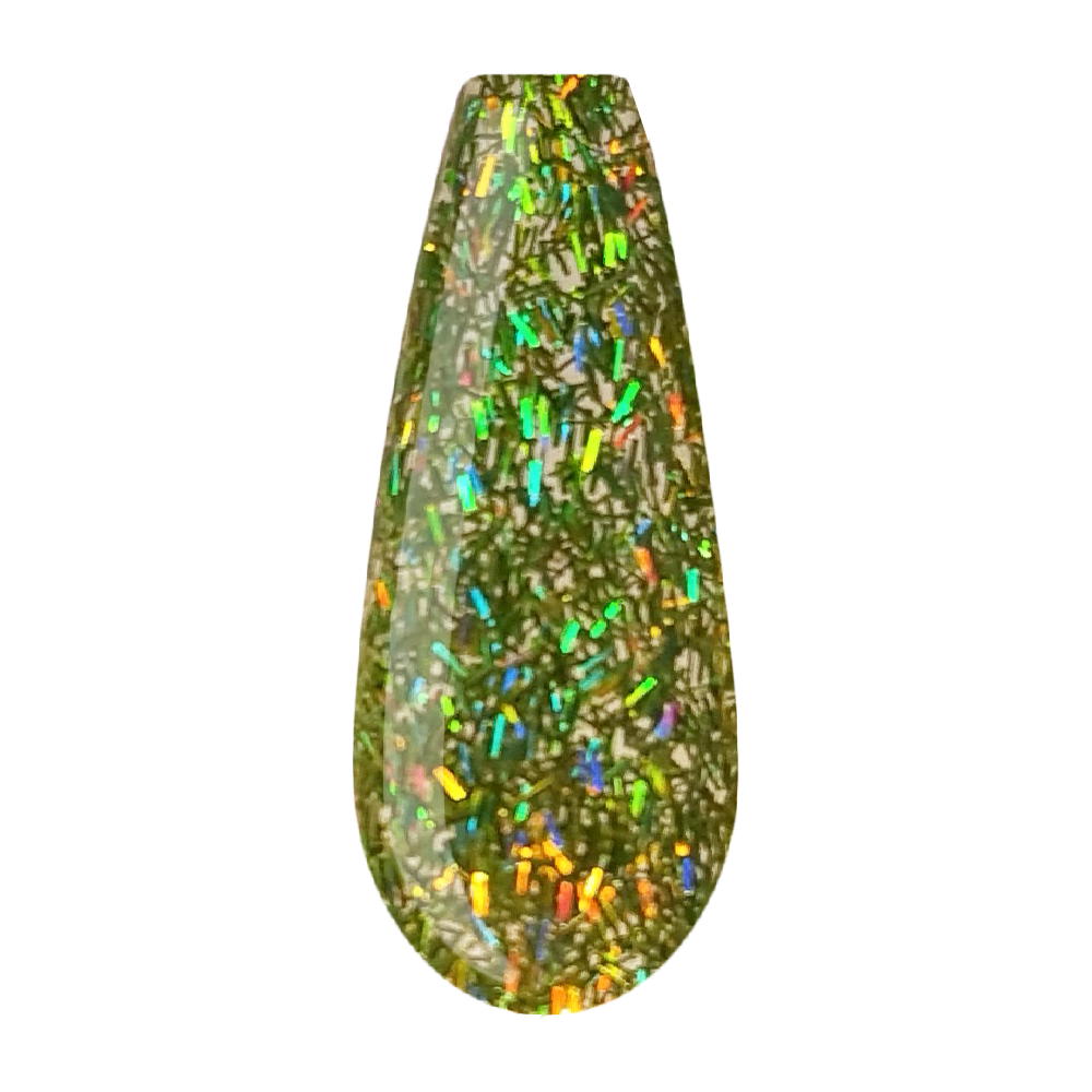 holographic flitters apple green acrylic powder voorbeeld tip. Acrylic color powders voor het zetten van acrylnagels.