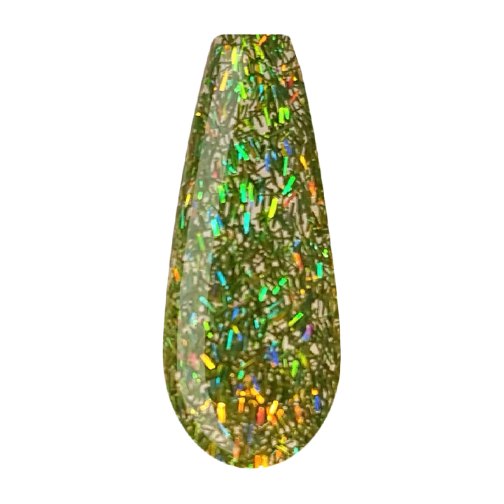 holographic flitters apple green acrylic powder voorbeeld tip. Acrylic color powders voor het zetten van acrylnagels.