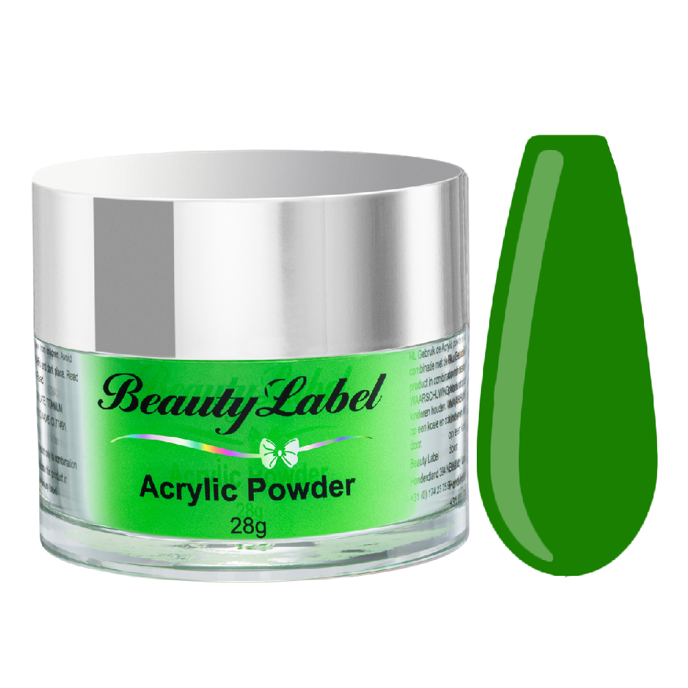 neon green acrylic powder voorbeeld tip. Acrylic color powders voor het zetten van acrylnagels.