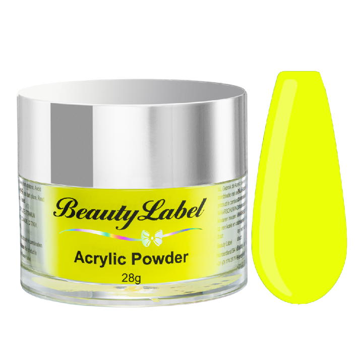 neon yellow acrylic powder voorbeeld tip. Acrylic color powders voor het zetten van acrylnagels.