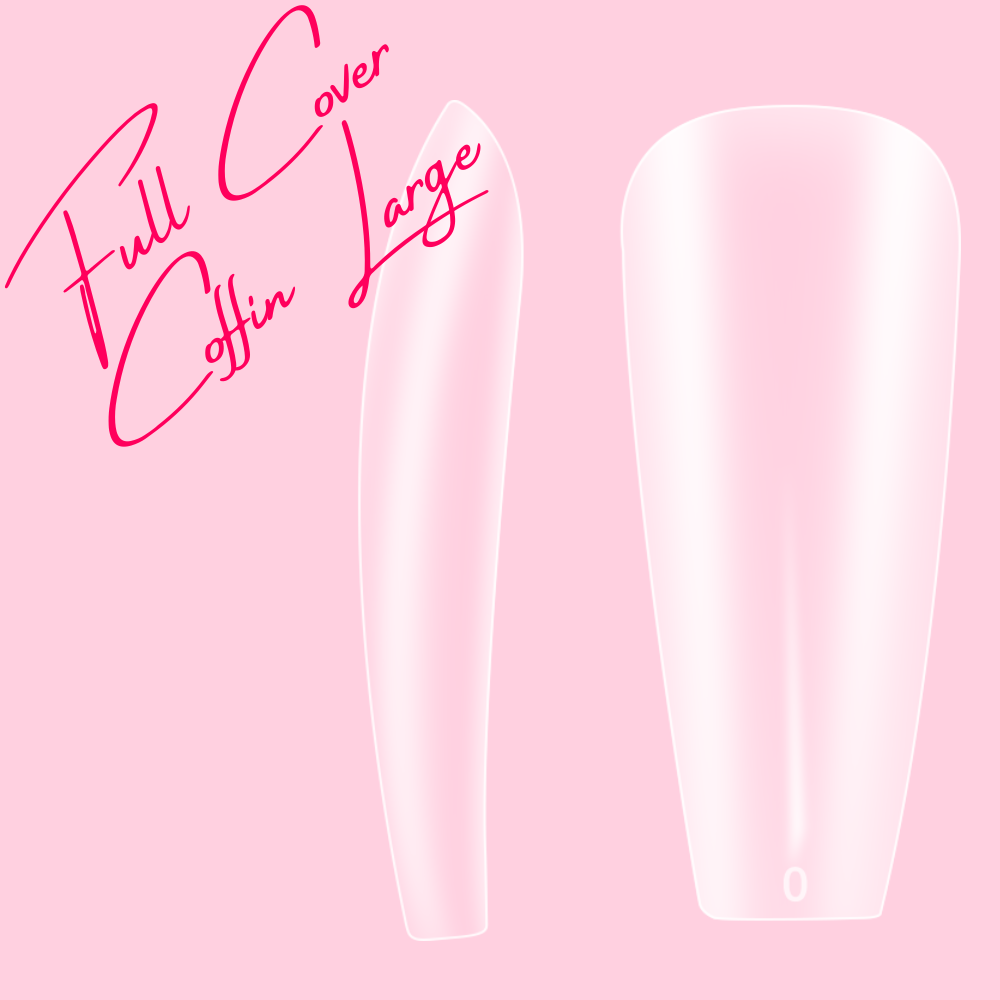 Full cover coffin L clear tips (600)