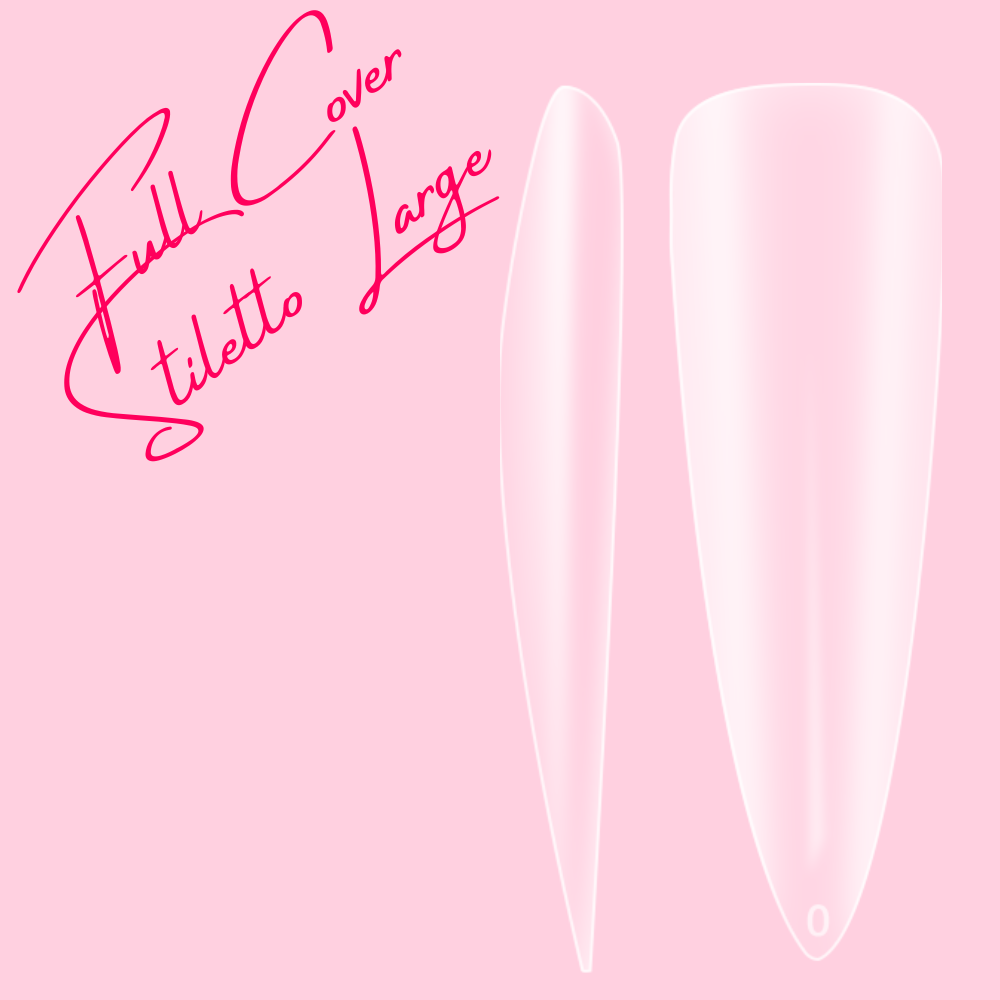 Full cover stiletto L clear tips (600)