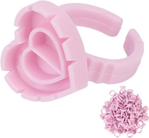 Roze Lijmringen met V groeven - heart (100 stuks)