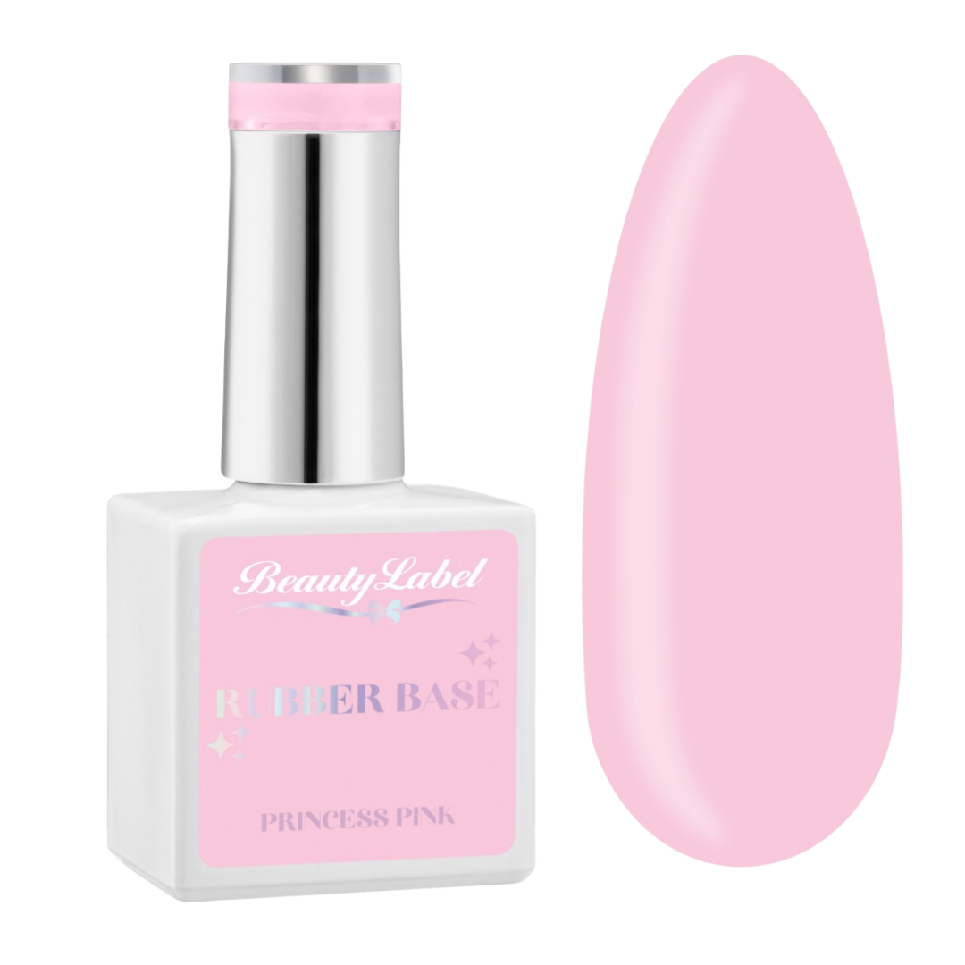 Licht roze rubber base gel als verstevigende basis voor nagels