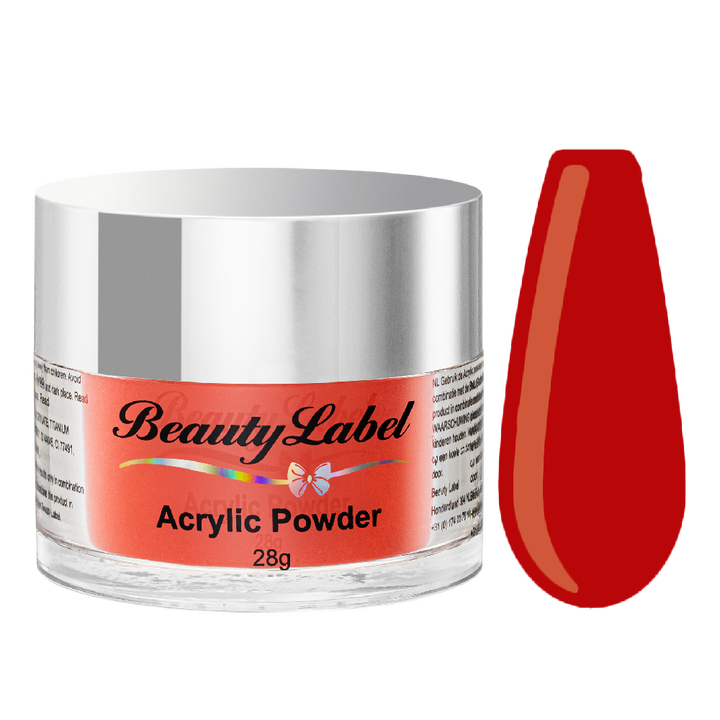 acrylpoeder, Acrylic powders, Acrylic color powders van Beauty Label #17 ferrari rood red. Pot 28g met zilveren deksel. Te koop bij Beauty Label. groothandel in nagelproducten en wimperextensions.