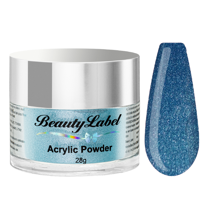 acrylpoeder, Acrylic powders, Acrylic color powders van Beauty Label #26 metallic baby blauw glitter. Pot 28g met zilveren deksel. Te koop bij Beauty Label. groothandel in nagelproducten en wimperextensions.