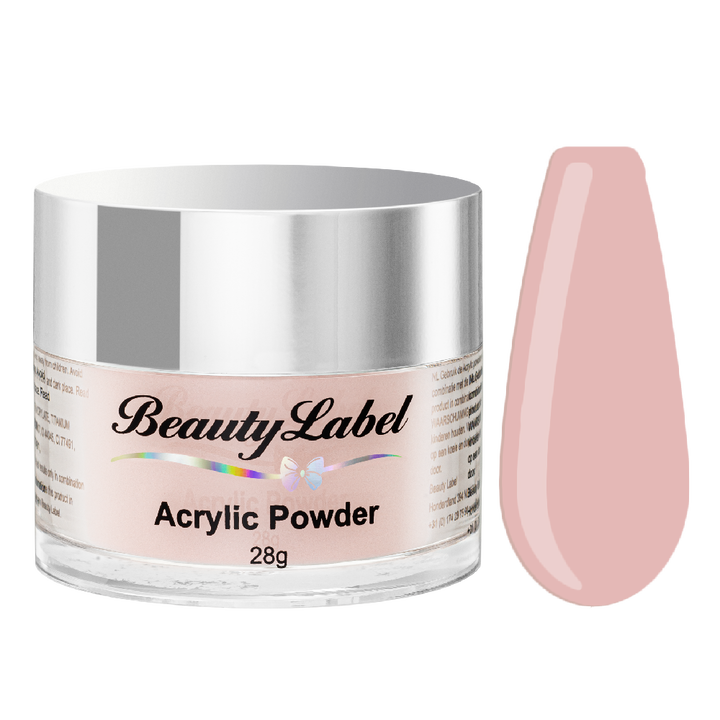 acrylpoeder, Acrylic powders, Acrylic color powders van Beauty Label #43 pink nude. Pot 28g met zilveren deksel. Te koop bij Beauty Label. groothandel in nagelproducten en wimperextensions.