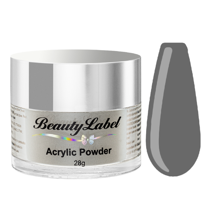 acrylpoeder, Acrylic powders, Acrylic color powders van Beauty Label #51 grey color grijs. Pot 28g met zilveren deksel. Te koop bij Beauty Label. groothandel in nagelproducten en wimperextensions.