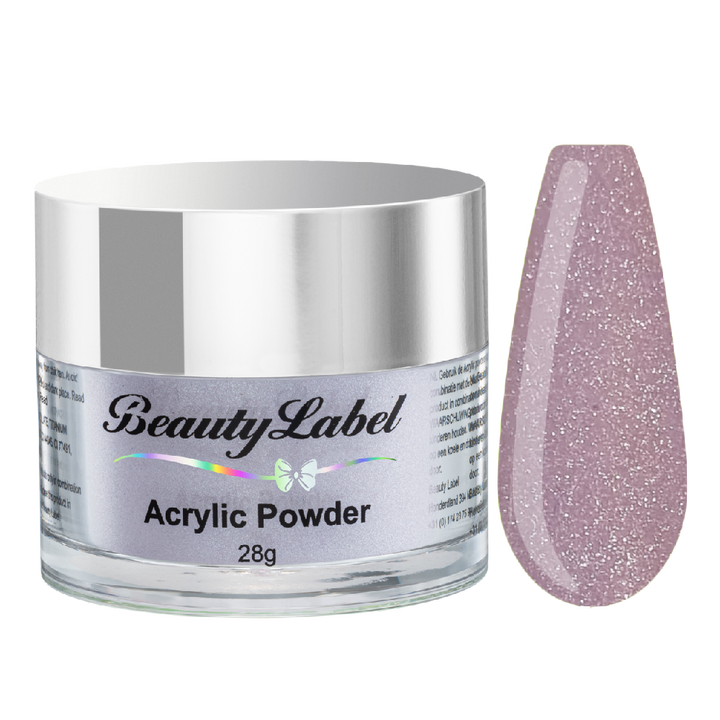 acrylpoeder, Acrylic powders, Acrylic color powders van Beauty Label #58 metallic purple nude. Pot 28g met zilveren deksel. Te koop bij Beauty Label. groothandel in nagelproducten en wimperextensions.