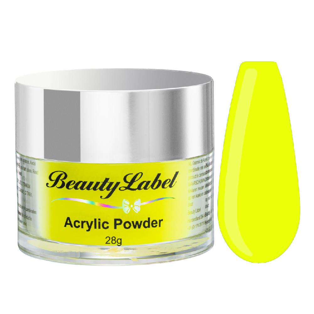 neon yellow acrylic powder voorbeeld tip. Acrylic color powders voor het zetten van acrylnagels.