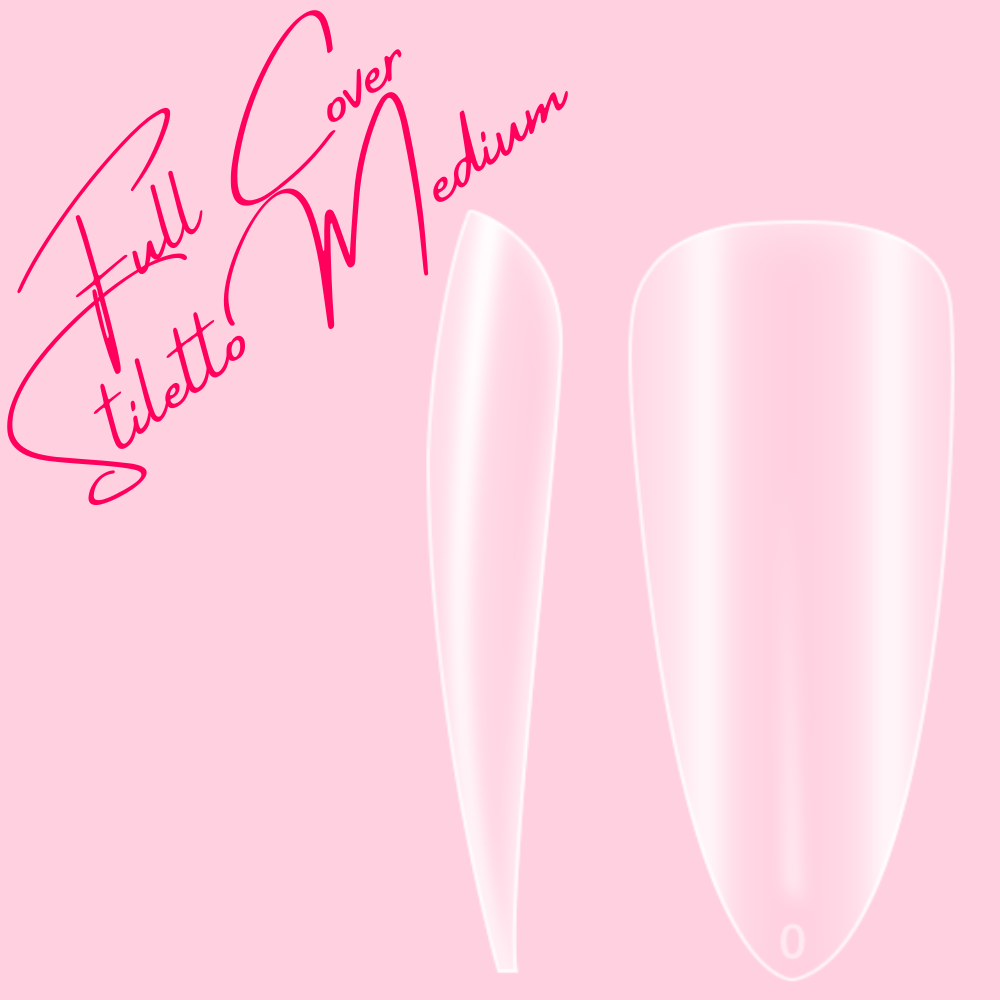 Full cover stiletto M clear tips (600)